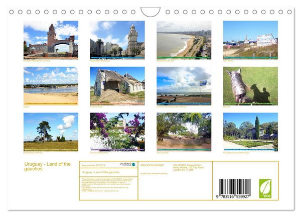 Produktbild: Uruguay - Land of the gauchos (Wall Calendar 2026 DIN A4 landscape), CALVENDO 12 Month Wall Calendar