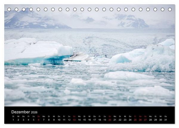 Produktbild: Islands Landschaften - Wasser, Eis und gr&uuml;nes Moos (Tischkalender 2026 DIN A5 quer), CALVENDO Monatskalender