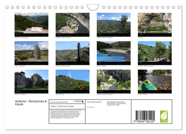 Produktbild: Ard&egrave;che - Randonn&eacute;e & Kayak (Calendrier mural 2026 DIN A4 vertical), CALVENDO calendrier mensuel