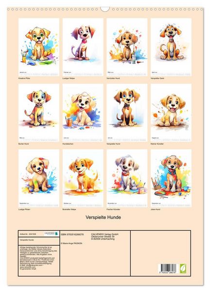 Produktbild: Verspielte Hunde (Wandkalender 2026 DIN A2 hoch), CALVENDO Monatskalender