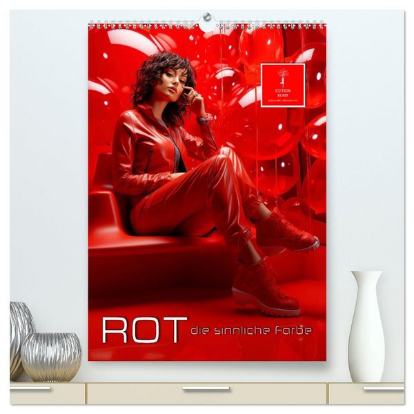 Rot, die sinnliche Farbe (hochwertiger Premium Wandkalender 2026 DIN A2 hoch), Kunstdruck in Hochglanz