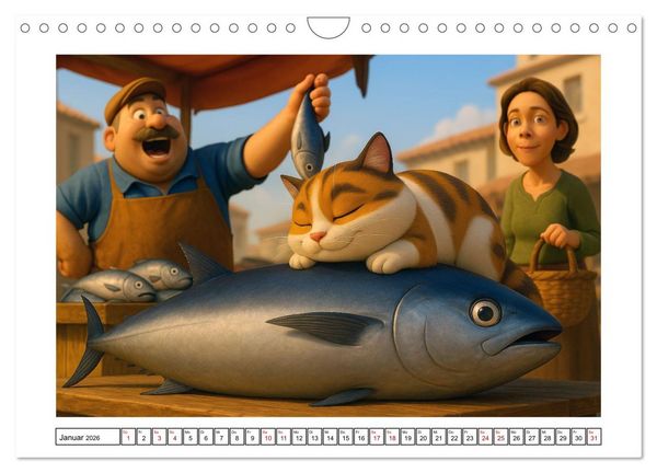 Produktbild: Katzen w&uuml;rden Fische kaufen (Wandkalender 2026 DIN A4 quer), CALVENDO Monatskalender
