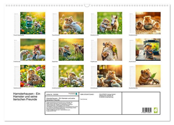 Produktbild: Hamsterhausen - Ein Hamster und seine tierischen Freunde (Wandkalender 2026 DIN A2 quer), CALVENDO Monatskalender