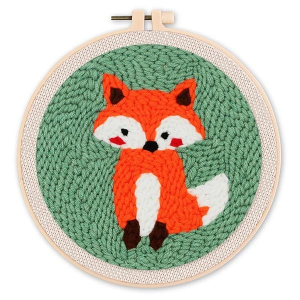 Produktbild: Punch Needle Figured'Art 20x20 cm Fuchs, DIY Stickerei mit Nadel und Wolle