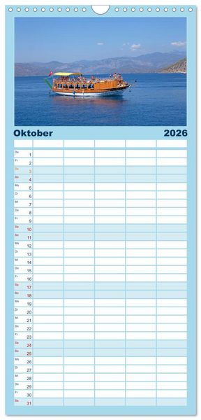 Produktbild: Familienplaner 2026 - Sommer an der T&uuml;rkischen &Auml;g&auml;is mit 5 Spalten (Wandkalender, 21 x 45 cm) CALVENDO