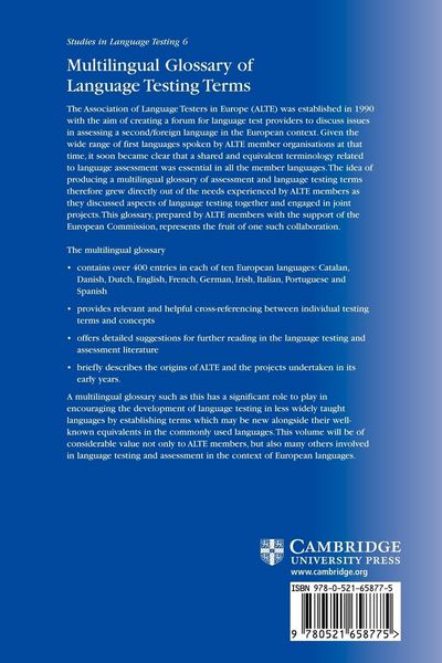 Produktbild: Multilingual Glossary of Language Testing Terms