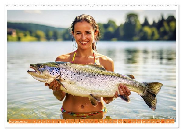 Produktbild: Sexy - Girls mit gro&szlig;en Lachsen (hochwertiger Premium Wandkalender 2027 DIN A2 quer), Kunstdruck in Hochglanz