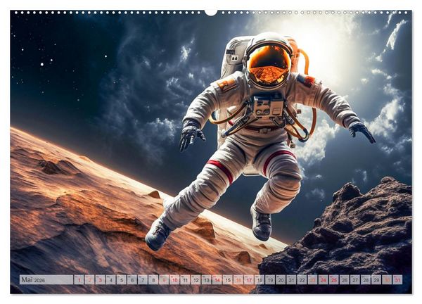 Produktbild: Astronaut - Unterwegs in der Galaxie (hochwertiger Premium Wandkalender 2026 DIN A2 quer), Kunstdruck in Hochglanz