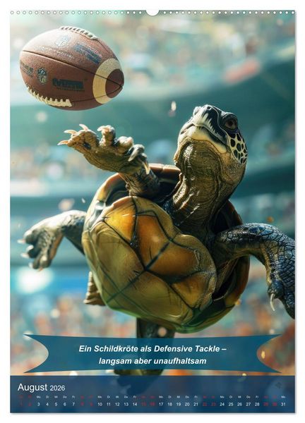 Produktbild: American Football mit tierischem Humor (hochwertiger Premium Wandkalender 2026 DIN A2 hoch), Kunstdruck in Hochglanz
