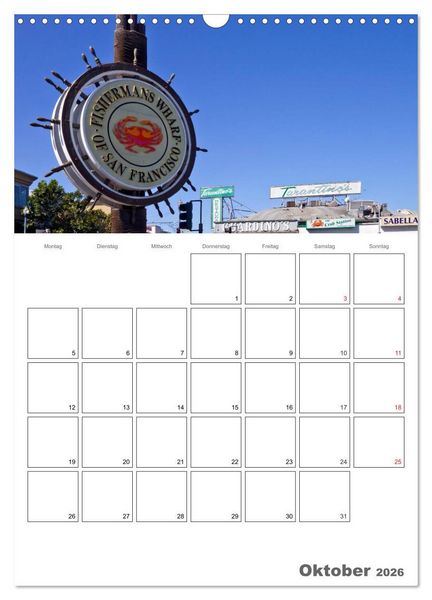Produktbild: SAN FRANCISCO Terminplaner (Wandkalender 2026 DIN A3 hoch), CALVENDO Monatskalender