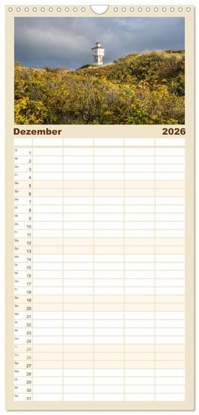 Produktbild: Familienplaner 2026 - Am Strand von Langeoog mit 5 Spalten (Wandkalender, 21 x 45 cm) CALVENDO