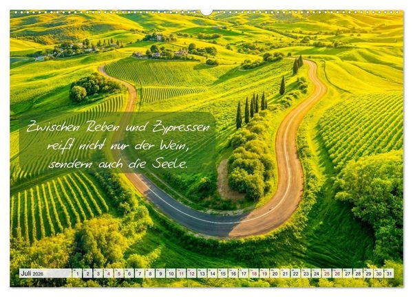 Produktbild: Wege zwischen Asphalt und Himmel - Achtsamkeitskalender mit Weisheiten (hochwertiger Premium Wandkalender 2026 DIN A2 quer), Kunstdruck in Hochglanz