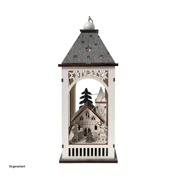Produktbild: HTI-Living LED Weihnachtslaterne mit Kirche LED Weihnachtslaterne mit Kirche
