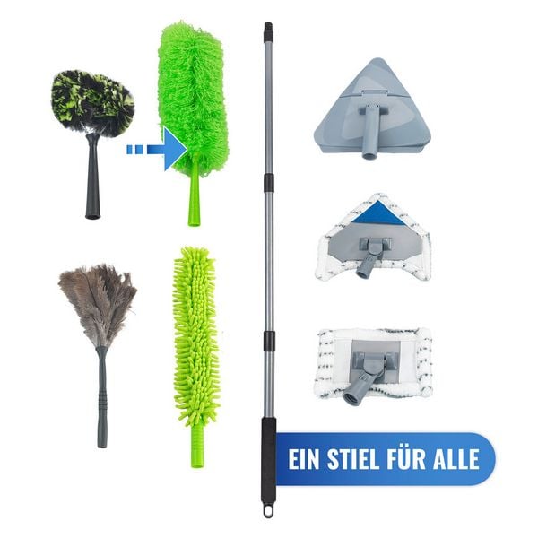 Produktbild: Mikrofaser-Staubwedel mit Teleskopstiel und Knickgelenk, antistatische Fasern