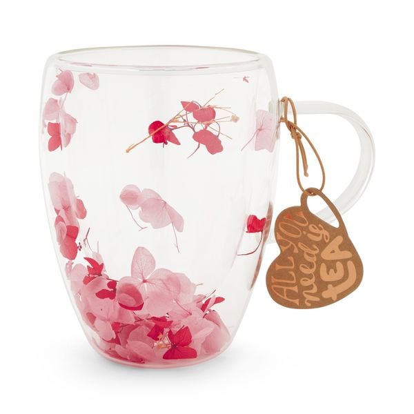 Produktbild: Teeglas doppelwandig, 360ml mit Blumen "Sky"