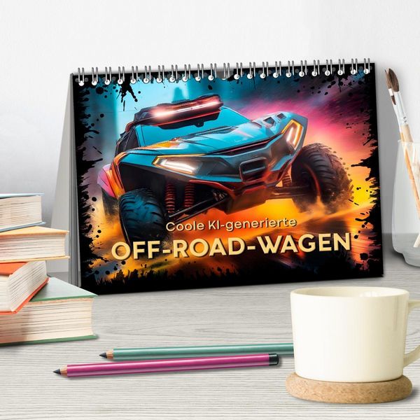 Produktbild: Coole KI-generierte OFF-ROAD-WAGEN (Tischkalender 2026 DIN A5 quer), CALVENDO Monatskalender