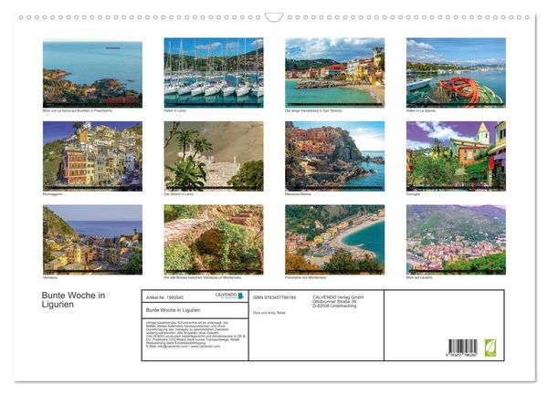 Produktbild: Bunte Woche in Ligurien (Wandkalender 2026 DIN A2 quer), CALVENDO Monatskalender