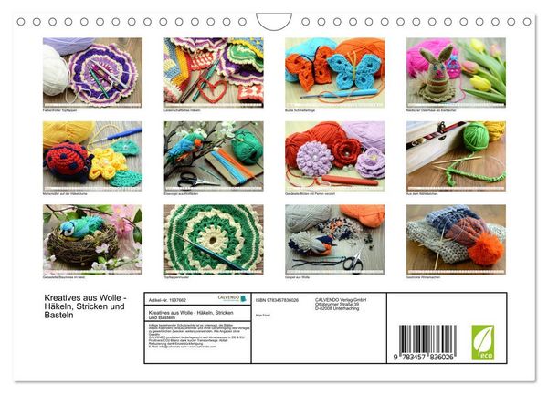 Produktbild: Kreatives aus Wolle - H&auml;keln, Stricken und Basteln (Wandkalender 2026 DIN A4 quer), CALVENDO Monatskalender