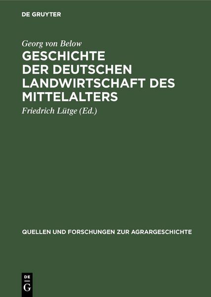 Produktbild: Geschichte der deutschen Landwirtschaft des Mittelalters