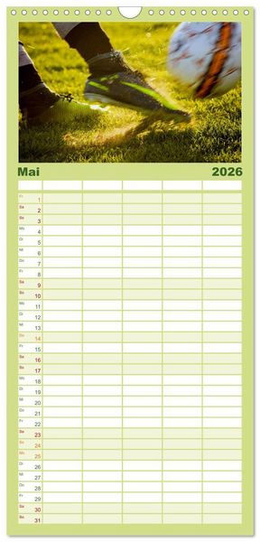 Produktbild: Familienplaner 2026 - Leidenschaft Fu&szlig;ball mit 5 Spalten (Wandkalender, 21 x 45 cm) CALVENDO
