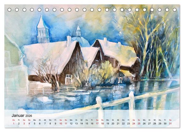 Produktbild: Aquarell auf Reisen - mit Eckard Funck (Tischkalender 2026 DIN A5 quer), CALVENDO Monatskalender