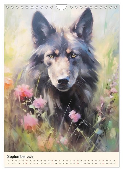 Produktbild: W&ouml;lfe. Zarte Aquarelle von beeindruckenden Tieren (Wandkalender 2026 DIN A4 hoch), CALVENDO Monatskalender