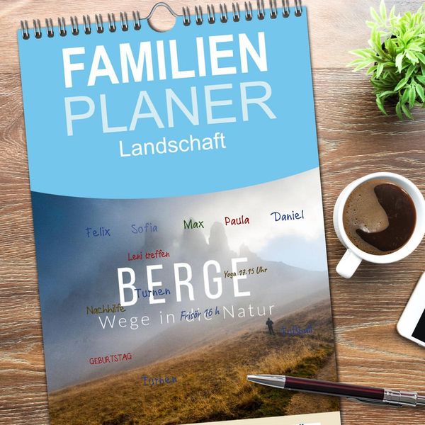 Produktbild: Familienplaner 2026 - Berge. Wege in die Natur mit 5 Spalten (Wandkalender, 21 x 45 cm) CALVENDO