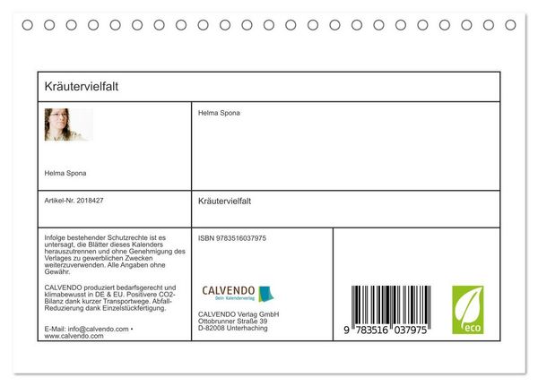 Produktbild: Kr&auml;utervielfalt (Tischkalender 2026 DIN A5 quer), CALVENDO Monatskalender