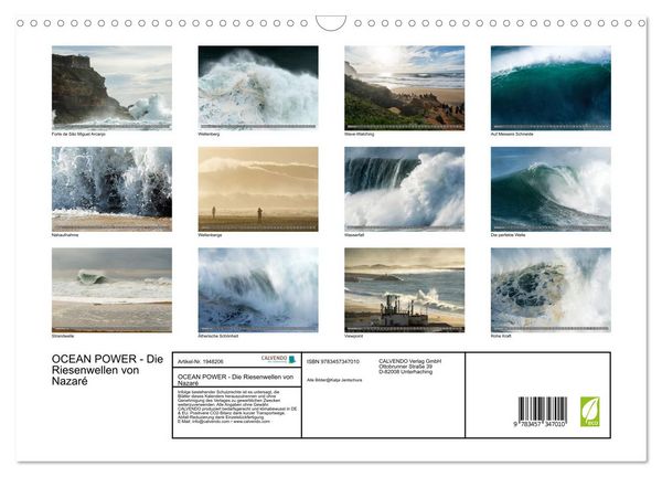 Produktbild: OCEAN POWER - Die Riesenwellen von Nazar&eacute; (Wandkalender 2026 DIN A3 quer), CALVENDO Monatskalender