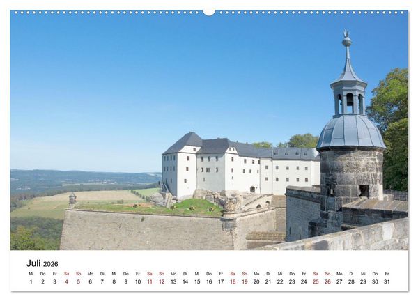 Produktbild: Bergfestung K&ouml;nigstein (Wandkalender 2026 DIN A2 quer), CALVENDO Monatskalender