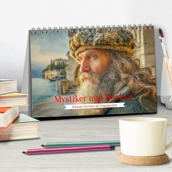 Produktbild: Mystiker und Denker - Bekannte Gesichter der Vergangenheit (Tischkalender 2026 DIN A5 quer), CALVENDO Monatskalender