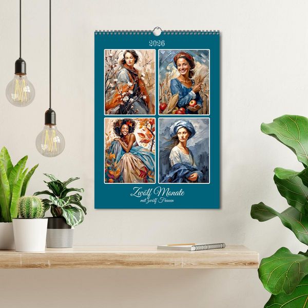 Produktbild: Zw&ouml;lf Monate mit zw&ouml;lf Frauen (Wandkalender 2026 DIN A3 hoch), CALVENDO Monatskalender