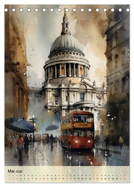 Produktbild: London - ein Regentag (Tischkalender 2026 DIN A5 hoch), CALVENDO Monatskalender