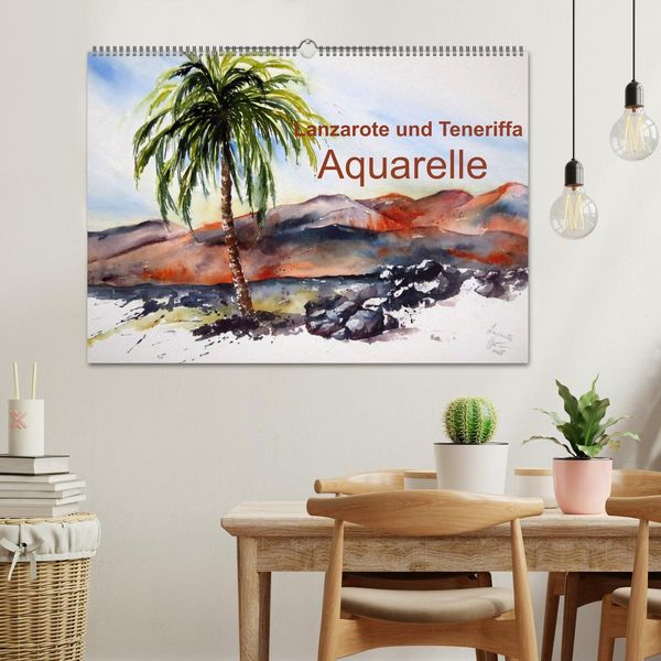 Produktbild: Lanzarote und Teneriffa - Aquarelle (Wandkalender 2026 DIN A2 quer), CALVENDO Monatskalender
