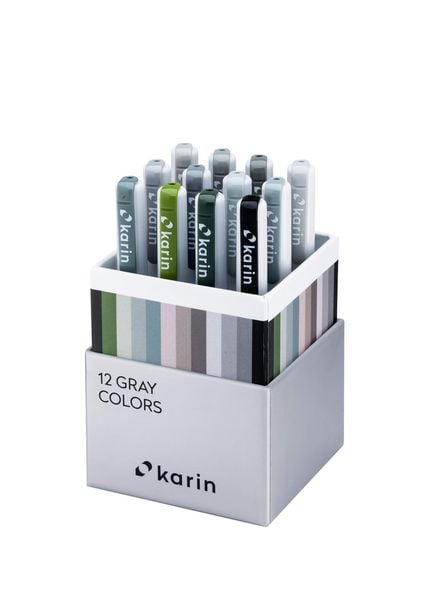 Produktbild: KARIN Marker Realbrush PRO Gray Colors, 12er Pinsel Set