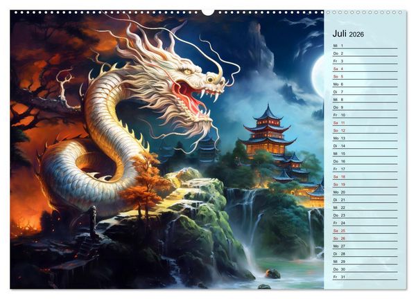 Produktbild: Drachen-Jahr - Kalenderplaner im Stile des chinesischen Tierkreiszeichens (Wandkalender 2026 DIN A2 quer), CALVENDO Monatskalender