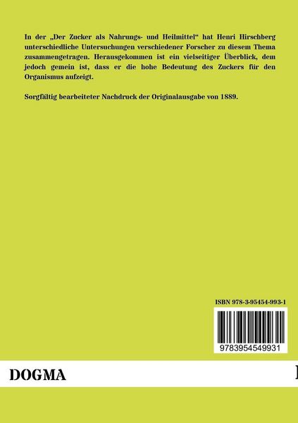 Produktbild: Der Zucker als Nahrungs- und Heilmittel