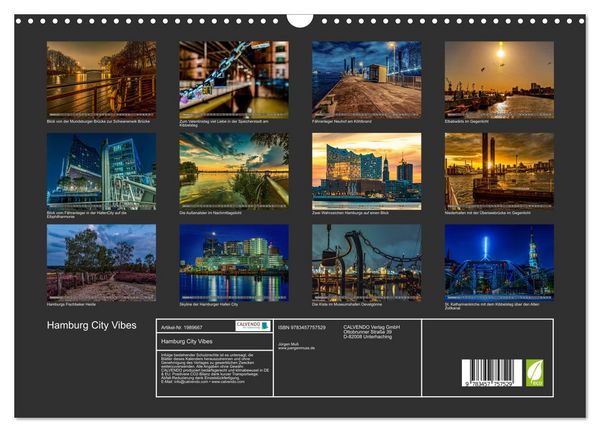 Produktbild: Hamburg City Vibes (Wandkalender 2026 DIN A3 quer), CALVENDO Monatskalender