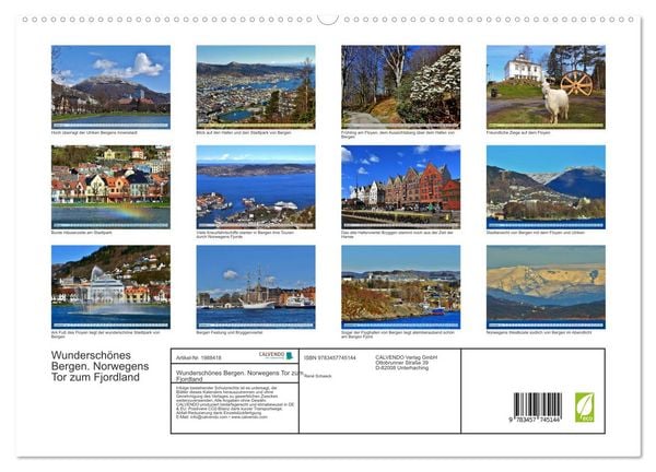 Produktbild: Wundersch&ouml;nes Bergen. Norwegens Tor zum Fjordland (hochwertiger Premium Wandkalender 2026 DIN A2 quer), Kunstdruck in Hochglanz