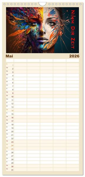 Produktbild: Familienplaner 2026 - Inneres Gleichgewicht mit 5 Spalten (Wandkalender, 21 x 45 cm) CALVENDO