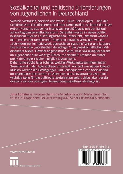 Produktbild: Sozialkapital und politische Orientierungen von Jugendlichen in Deutschland