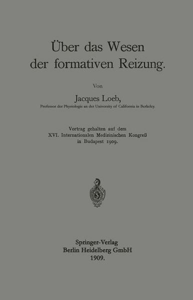 Produktbild: &Uuml;ber das Wesen der formativen Reizung