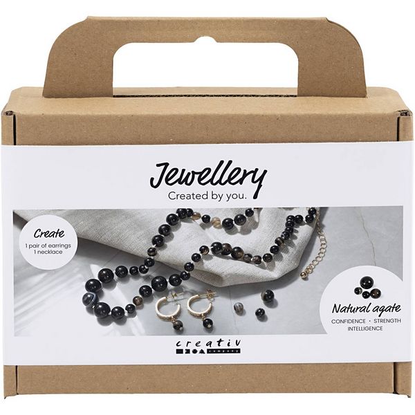 Produktbild: Creativ Company Mini Kreativ Set Schmuck, Halskette und Ohrringe, Schwarz, Wei&szlig;