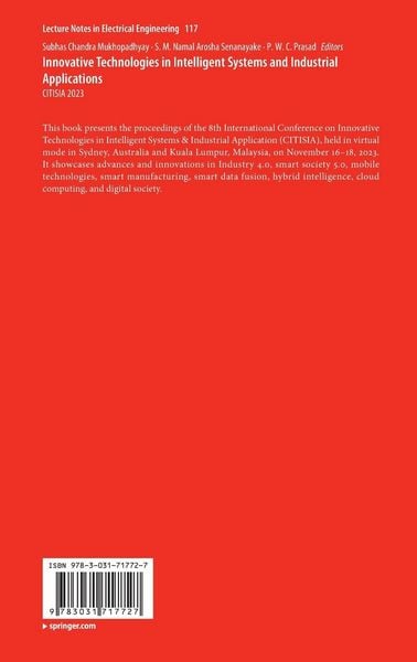 Produktbild: Innovative Technologies in Intelligent Systems and Industrial Applications
