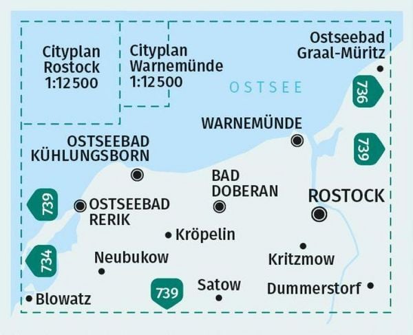 Produktbild: KOMPASS Wanderkarte 735 Rostock, Warnem&uuml;nde, Bad Doberan, Ostseeb&auml;der K&uuml;hlungsborn, Rerik 1:50.000