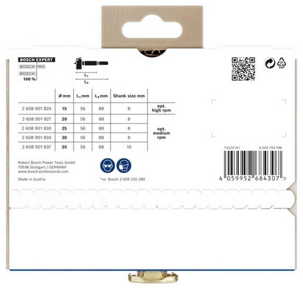 Produktbild: Bosch Accessories 2608901843 Forstnerbohrer-Set 15 mm, 20 mm, 25 mm, 30 mm, 35mm 1St.
