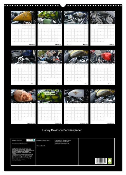Produktbild: Harley Davidson Familienplaner (Wandkalender 2026 DIN A2 hoch), CALVENDO Monatskalender