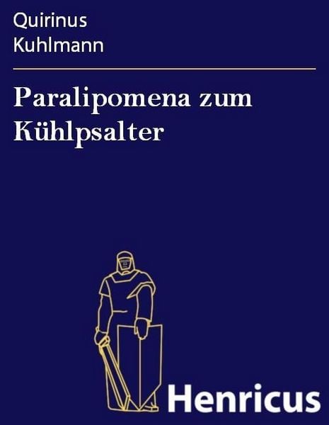 Produktbild: Paralipomena zum K&uuml;hlpsalter