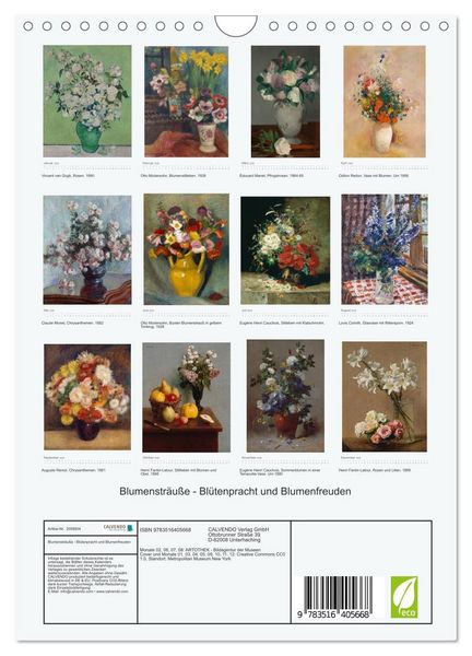 Produktbild: Blumenstr&auml;u&szlig;e - Bl&uuml;tenpracht und Blumenfreuden (Wandkalender 2026 DIN A4 hoch), CALVENDO Monatskalender