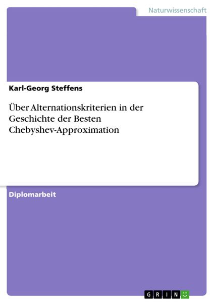 Produktbild: &Uuml;ber Alternationskriterien in der Geschichte der Besten Chebyshev-Approximation
